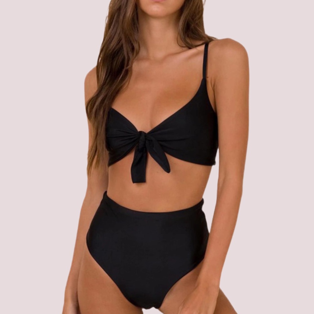 NWT Black‎ High Waisted Tie Knot Bikini Set - M